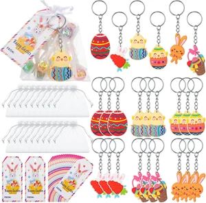 24 Set Easter Students Gifts Include Rabbit Easter Egg Keychain, Gift Label Tags - Picture 1 of 12