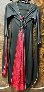 Witch/Vampire Dress Costume Girls Black & Red Soft Velvet Inlay Medieval - Picture 1 of 7