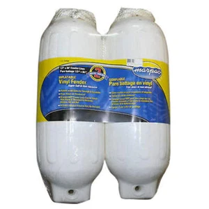 Marpac Boat Fender Kit 2 Pack 5.5" x 20" White Bumper w/ 3/8" x 6' Line - 7-6520 - Picture 1 of 3