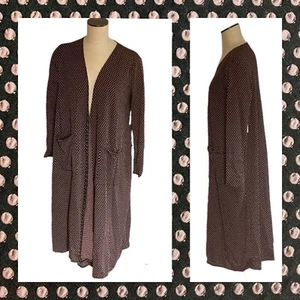 Lularoe Sarah Cardigan Duster Sweater NWT Medium Black Mauve Pink Dot Mermaid - Picture 1 of 11