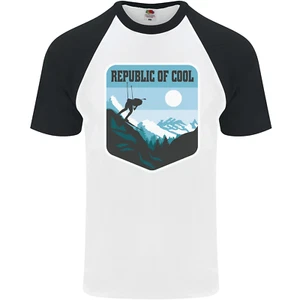 Republic of Cool Skiing Skier Ski Mens S/S Baseball T-Shirt - Picture 1 of 50
