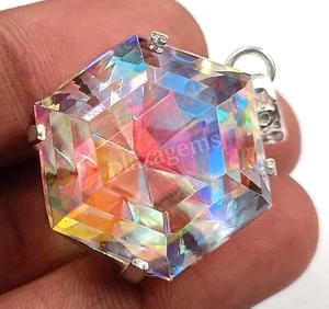 92,15 ct Sechseck Mystic Topas 925 Sterlingsilber Bi Color Anhänger Edelsteine 5AJR - Bild 1 von 8