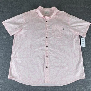 Hurley Herren Hawaiihemd XXL 2XL Rosa Blätter Knopfleiste Lido Stretch Resort Neu mit Etikett - Bild 1 von 15