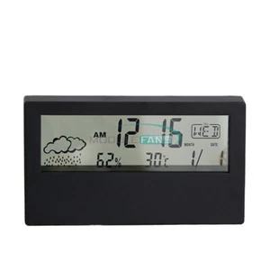 Digital LCD Temperature Humidity Meter Electronic Alarm Clock Weather Display - Picture 1 of 15