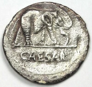 Julius Caesar AR Denarius Silver Elephant Coin 49 BC - VF Details (Very Fine) - Picture 1 of 5