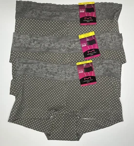 Maidenform 40859 Dream Cotton Boyshort Panty mit Spitze grau Punkte M/6 3er Pack NEU - Bild 1 von 4