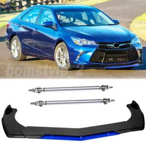 Carbon Front Bumper Lip Spoiler Splitter + Strut Rods For Toyota Camry LE SE XSE - Picture 1 of 13