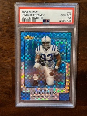 2006 Dwight Freeney Topps Finest #41 BLUE XFRACTOR /150 Refractor PSA 10, POP 1 - Image 1 of 3