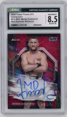 2024 Topps Finest UFC Merab Dvalishvili #FA-MBD Red Shimmer Auto CGC 8.5 - Image 1 of 2