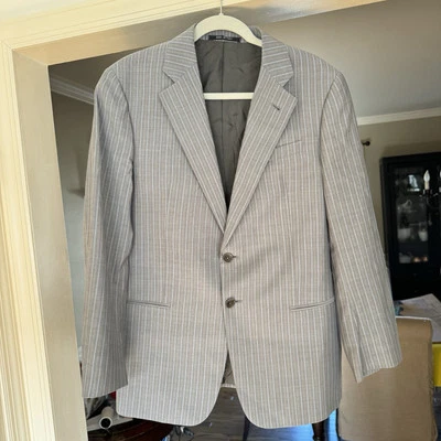 ARMANI COLLEZIONI сделано в Италии текстурированный в полоску пик лацкан костюм куртка размер 40R - Изображение 1 из 4