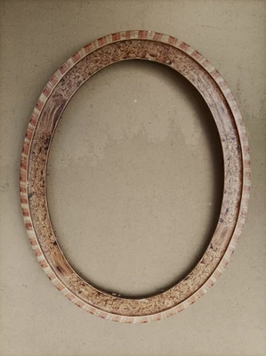 Ancien cadre ovale en bois laqué début XXe S. - 39,6 x 29,6 cm - Photo 1/4