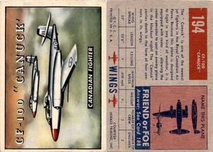 1952 Topps, Wings, #194 CF100 Canuck Canadian Airplane - Picture 1 of 1