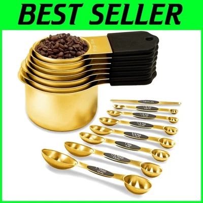 Juego de 15 tazas y cucharas medidoras magnéticas doradas Foto 1 de 4