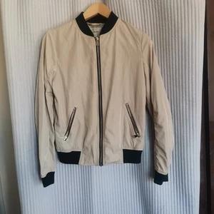 River Island Bomber Jacket Size 12 Women Cream Baige Ziper - Picture 1 of 7