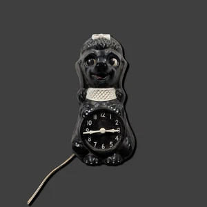 California Clock Co Poodle Clock Vintage Electric Black Tested Missing Tail - Picture 1 of 5