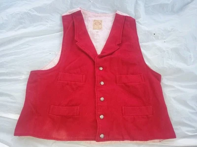 Vintage WAH Maker Vest Men's Size XL USA Made Frontier Clothing 100% Cotton Red  - Image 1 of 4
