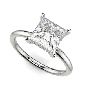 1.65 Ct Princess Cut Diamond Engagement Ring VS1 E White Gold 14k - Picture 1 of 6