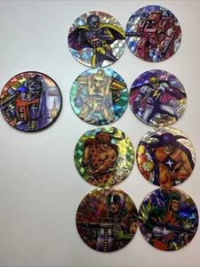 Juego de tapas de leche holográficas Laser Super Hero Pogs 1994 con metal Slammer de colección - Imagen 1 de 5