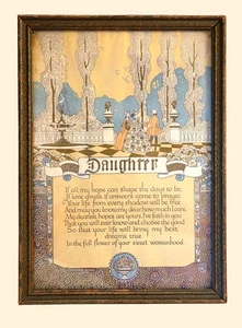 Stampa Vintage Con Cornice Buckbee Brehm Henriksen "Figlia" Poesia Famiglia Speranze *Leggi - Foto 1 di 8