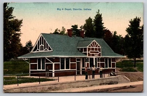 Big 4 Railroad Depot Danville Indiana c1910 Postcard - Picture 1 of 2