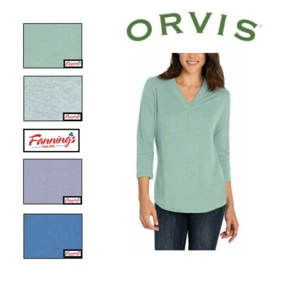 Camisa Orvis para mujer mezcla de lino manga 3/4 D32 Foto 1 de 4