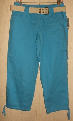 NWT WOMENS IZOD BLUE CARGO CAPRIS / CROPPED PANTS W/ BELT  SIZE 8 - Image 1 of 3