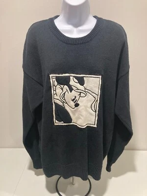Vintage Mickey Mouse Disney Sweater Cable Knit Golf Swing Sweater Black Size L - Image 1 of 4