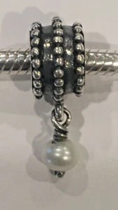 Pandora White Pearl Pendant Drop Dangle Hanging Charm #790132 - Picture 1 of 3