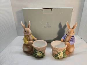 PartyLite Bertie & Bea Votivkerzenhalter Paar Hase Kaninchen Neu im Karton nicht mehr produziert P7735 - Bild 1 von 11