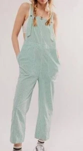 Mono a rayas Free People S Town verde combo Seersucker 126511 nuevo sin etiquetas - Imagen 1 de 2