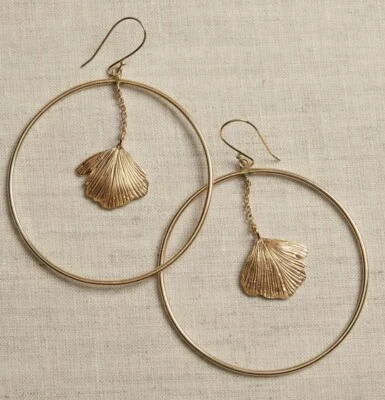 NWT BANANA REPUBLIC FEATHER CHARM HOOP EARRINGS | AUREUS+ ARGENT SRP $70 - Image 1 of 4