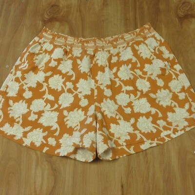 Pantalones Cortos BRIGGS Damas Mezcla de Lino Mujer XXL Naranja Crema Floral Flores 2XL NUEVOS CON ETIQUETAS Foto 1 de 4