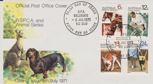 AUSTRALIA 1971 Animals/R.S.P.C.A Centenary SG 490-493 FDC KANGAROO DOGS CAT LAMB - Picture 1 of 1