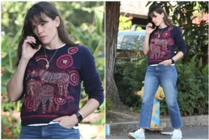 CHRISTIAN DIOR Cashmere Sweater 10 Navy Printed Lions Knit Embroidered 2020 NEW - Picture 1 of 11