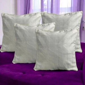 Set of 4 - White Check 18X18" 45X45cm Elegant Design Cushion Covers Quality Zip - Picture 1 of 11
