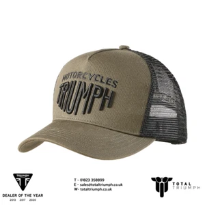 NUEVA GORRA GENUINA Triumph Motorcycles Ellis Trucker CAQUI MCAS2356 - Imagen 1 de 2