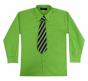 Kids Toddlers Boys Long Sleeve Dress Shirt with Tie Set Size 2T to 14 - Picture 1 of 14