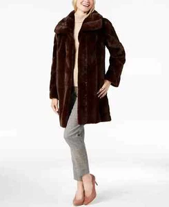 Jones New York luxuriöser Kunstfellmantel für Damen Farbe schwarz Größe Small - Bild 1 von 1