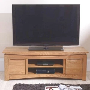 TV Stand with Drawers & Shelf Solid Wood Living Room Furniture - Crescent Oak - Picture 1 of 4