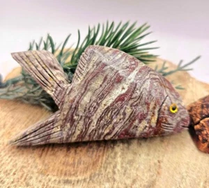 Nature Dragon Blood Stone Hand Carved 4" Big Fish Figure - Picture 1 of 10