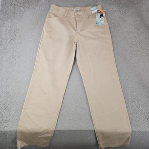 Lee Relaxed Fit Straight Leg Trouser Womens 8 Medium Khaki Mid Rise Pants Cotton - Picture 1 of 13