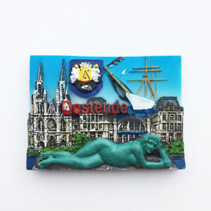 Ostende Belgique cadeau souvenir de voyage touristique cadeau 3D résine réfrigérateur aimant
