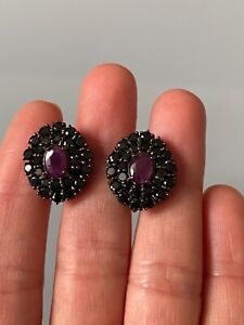 Ruby Earrings Natural Gems  set in 925 silver