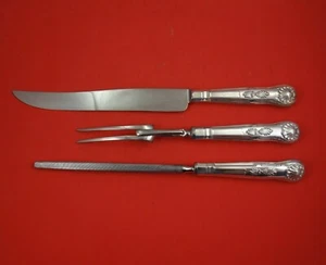 Juego de tallado asado de plata esterlina King by Carrs 3 piezas HH WS cuchillo tenedor afilado - Imagen 1 de 2