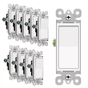 Paquete de 10 interruptores de luz de pared decoradores de un solo polo 120/277V interruptor basculante de encendido/apagado - Imagen 1 de 12