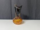 Vintage Hand Blown Amber Art Glass Vase