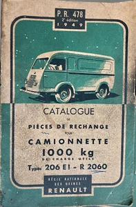RENAULT Catalogue de pieces de rechange Camionnette 1000 kg 1949 Typ 206 EI... - Picture 1 of 2