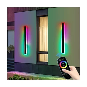 2 Pack Outdoor RGB Wall Sconce, 23.6inch Modern LED Light Fixture, IP65 Water... - Picture 1 of 7