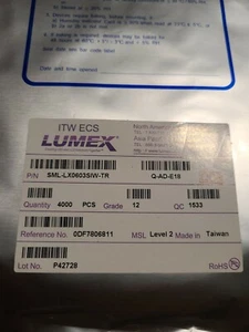 Reel Of 4000 Lumex SML-LX0603SIW-TR LEDS - Picture 1 of 2