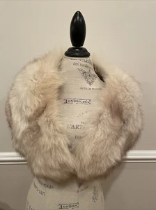 Vintage Fox Fur Stole , Ivory/Beige/ Taupe Tones –Wedding Bride Wrap - Picture 1 of 8